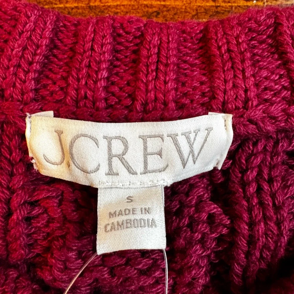 J. Crew Women's Cable-knit Crewneck Sweater - Color- Vivid Mulberry. Size Small